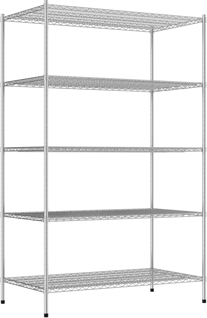 Commercial NSF Listed Chrome Stationary Wire Shelving Kit 30" x 54" x 86", with 5 Shelves Perfect for Warehouse, Walk-in Refrigerator, Freezer, Grocery Store, Restaurant, Dishroom