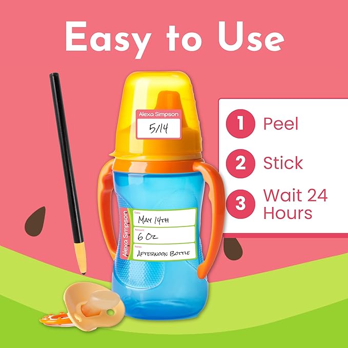 Name Bubbles - Reusable Baby Bottle Labels for Daycare (20 Labels) - Kids Washable Name Tags for Bottles, Sippy Cups, & Snack Containers, Waterproof, Baby Name Stickers, Write-On (Soccer)