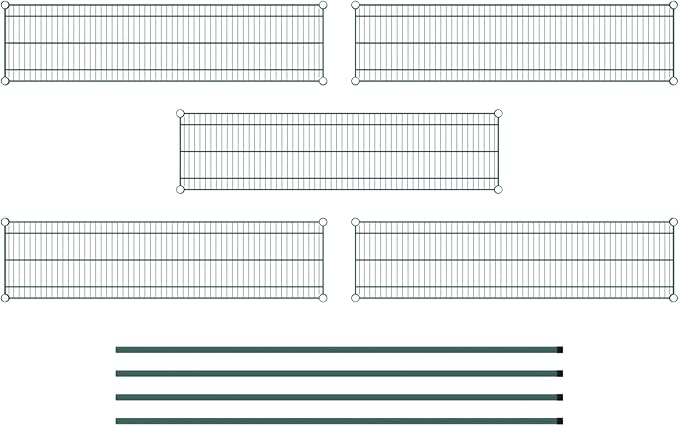 Commercial NSF Listed Green Epoxy Stationary Wire Shelving Kit 14" x 54" x 74", with 5 Shelves Perfect for Warehouse, Walk-in Refrigerator, Freezer, Grocery Store, Restaurant, Dishroom