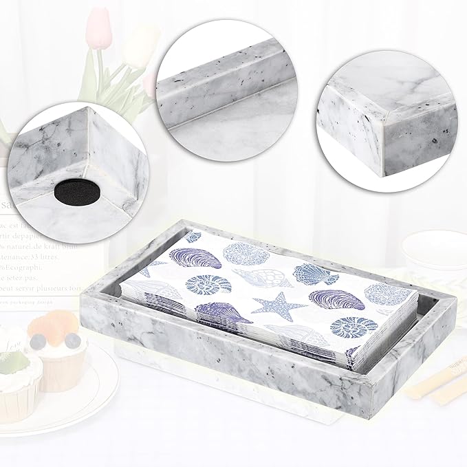 Sumnacon Bathroom Napkin Holder Countertop Stylish Napkin Holders for Paper Napkins Hand Towels Bathrooms Guest Towel Holder Marble Flat Napkin Holder for Vanity Back of Toilet Dining Table Kitchen