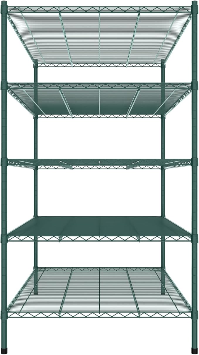 Commercial NSF Listed Green Epoxy Stationary Wire Shelving Kit 36" x 60" x 64", with 5 Shelves Perfect for Warehouse, Walk-in Refrigerator, Freezer, Grocery Store, Restaurant, Dishroom
