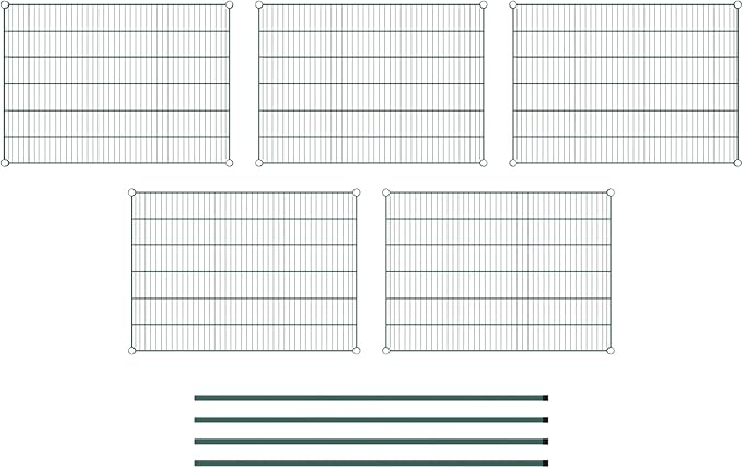 Commercial NSF Listed Green Epoxy Stationary Wire Shelving Kit 30" x 42" x 64", with 5 Shelves Perfect for Warehouse, Walk-in Refrigerator, Freezer, Grocery Store, Restaurant, Dishroom