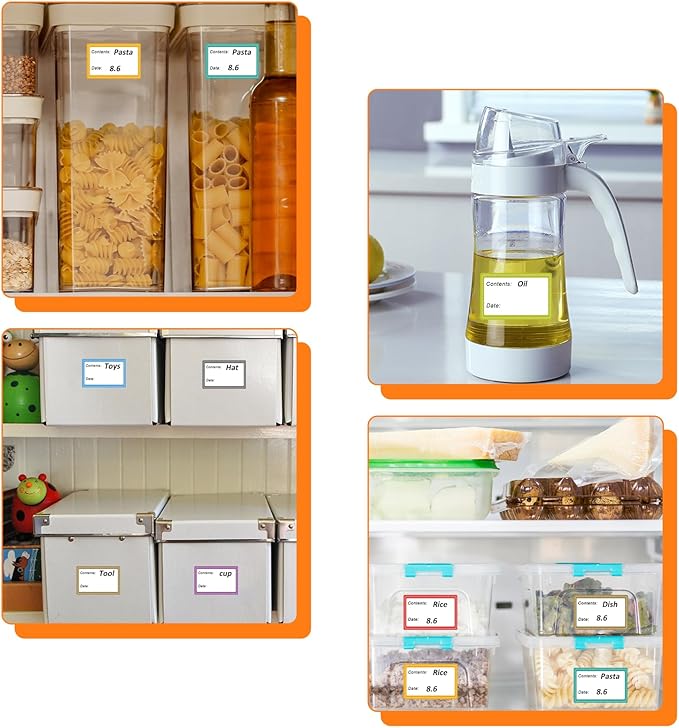 PEOVLVN Freezer Labels to Write On, Removable Freezer Tape 25x40mm Food Labels Stickers Waterproof Oil Resistant Date Label for Food Containers Jars Canning Storage Bins Kitchen Supplies(500PCS)