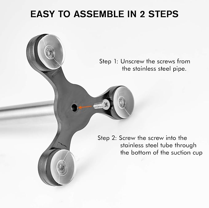 2 Pcs Stainless Steel Countertop Paper Towel Holder, Stable Paper Roll Stand with Suction Cups for Wall or Table