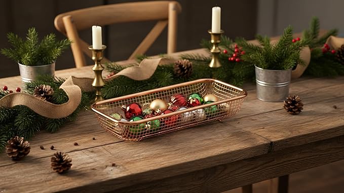 2Pack Stainless Steel Tumbler Cup Lid Organizer Inside Cabinet, Mason Jar Lid H, Rectangular Basket for Storage of Silverware, Chopsticks, straws and Utensils, Rosegold
