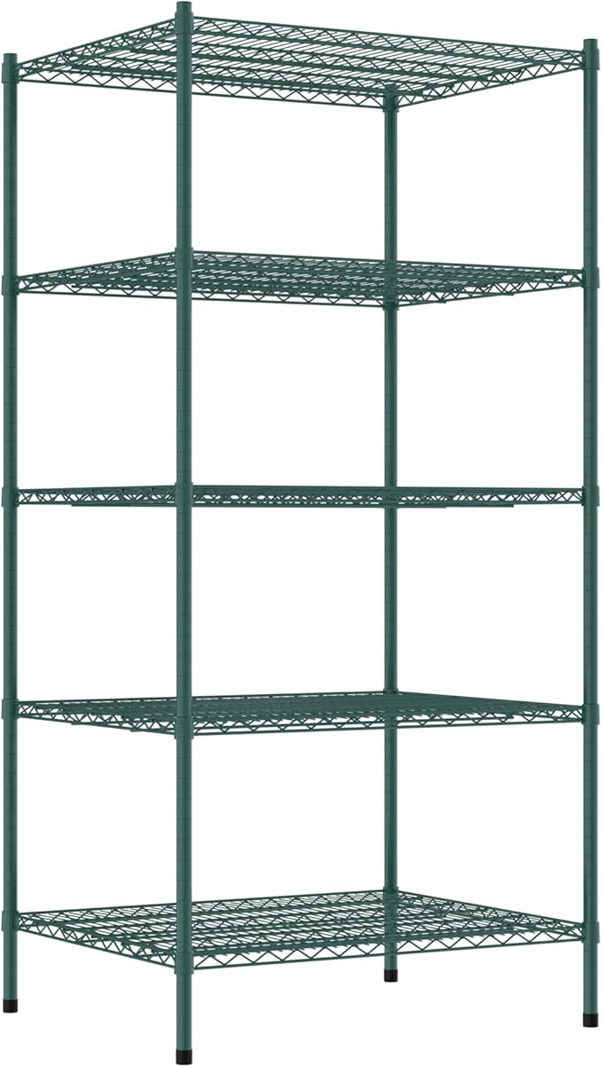Commercial NSF Listed Green Epoxy Stationary Wire Shelving Kit 30" x 36" x 74", with 5 Shelves Perfect for Warehouse, Walk-in Refrigerator, Freezer, Grocery Store, Restaurant, Dishroom