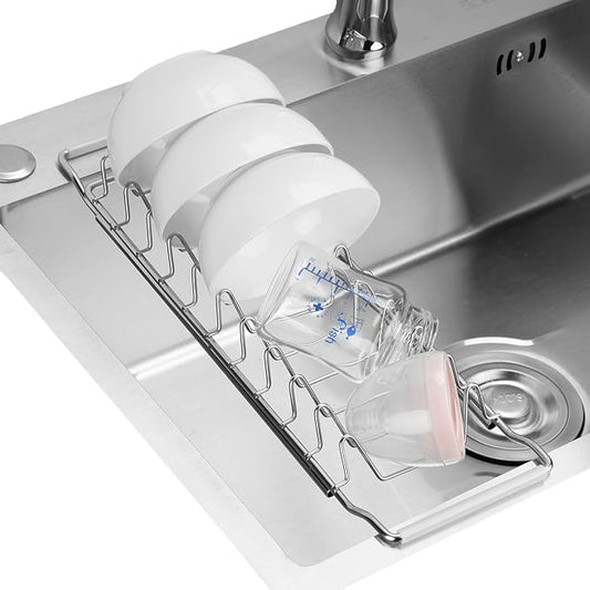 Space Saving Dish Drying Rack Small - Expandable Telescopic Over The Sink Drying Rack,304 Stainless Steel Dishrack for 13.58" - 21.65" Sinks. (Small)