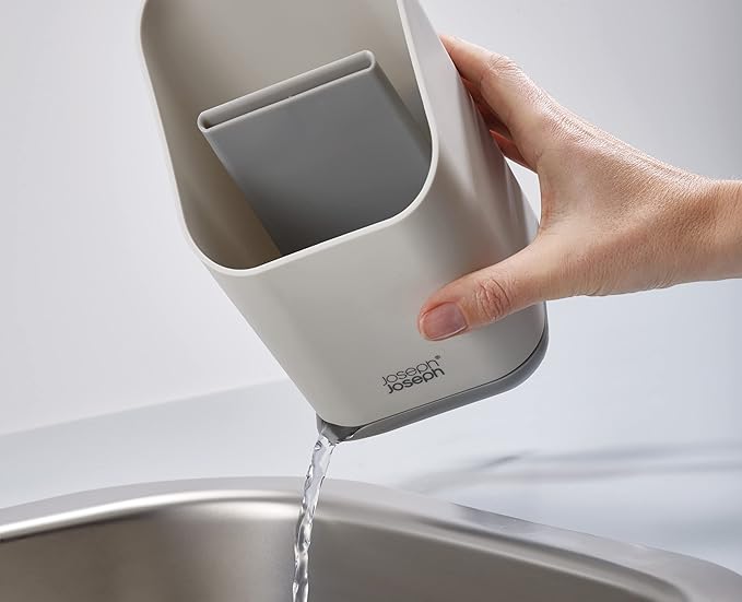 Joseph Joseph Duo Kitchen Sink Cutlery Drainer with Knife Slot, Kitchen Sink Drying Rack Cutlery Organizer, Grey