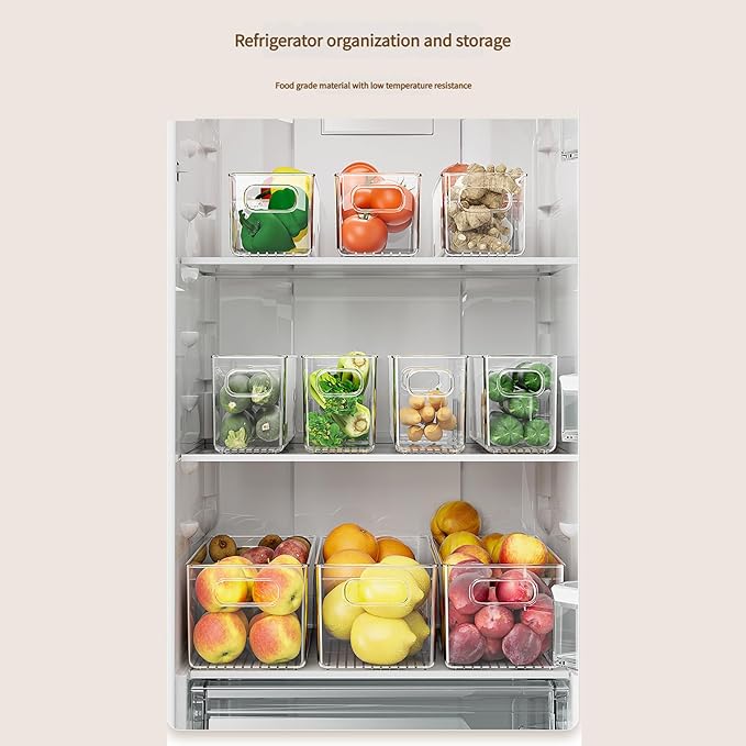 Clear View Refrigerator Organizer, Food Grade Storage Bins For Fridge & Freezer, Space Efficient Kitchen Storage Container