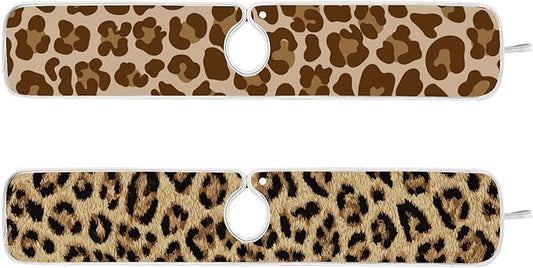 2 PCS Kitchen Sink Splash Guard 30 Inch Faucet Mat for Kitchen Sink Bathroom Sink Faucet Absorbing Drip Drain Mat Pad Microfiber Soft Washable Brown Leopard Print