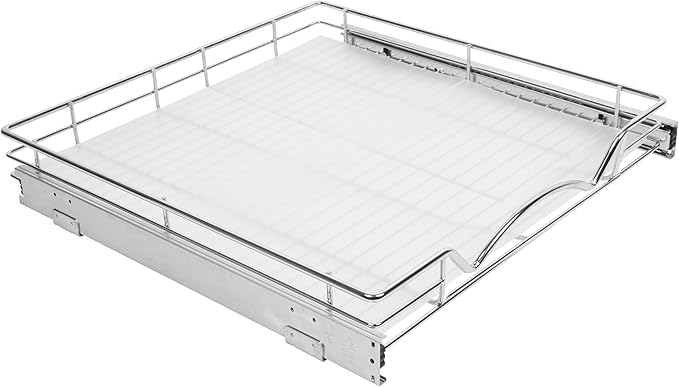HOLDN' STORAGE Hard Plastic Liner for Pull Out Shelf, Fits Pull Out Cabinet Organizer 21" W x 20" L - Shelf Protector Liner, Clear Frosted