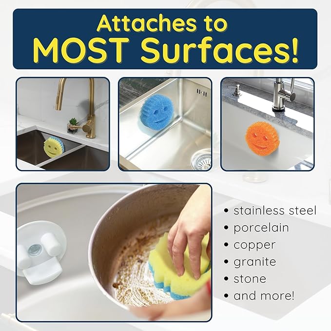 Scrub Daddy Sponge Holder - Stop Soggy Sponges, Daddy Caddy with Suction Cup for Kitchen Sink, Bathroom - Compatible Scrub Mommy Holder by BeraTek - White, 1-Pack