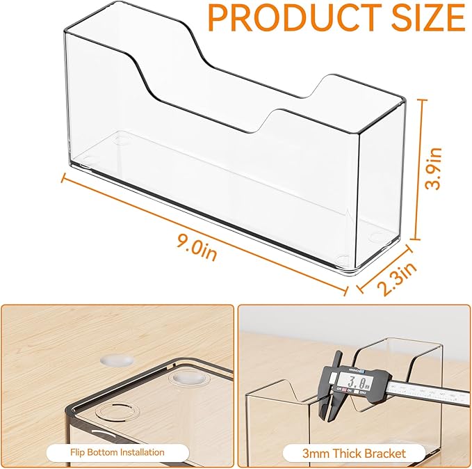 Yieach Acrylic Bathroom Napkin Holder - 9 Inch Long Vertical Guest Towel Holder Tray for Disposable Hand Towel,Clear Lucite Bathroom Napkins Guest Disposable Dispenser for Home,Hotel,Office, Pack of 1