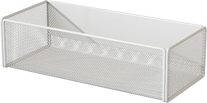 LIFEFAN Magnetic Basket Organizer Holder for Fridge Magnetic Storage Bin Box Containers for Refrigerator Whiteboard Classroom (Large, White)