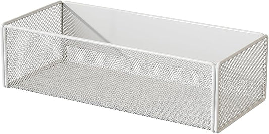 LIFEFAN Magnetic Basket Organizer Holder for Fridge Magnetic Storage Bin Box Containers for Refrigerator Whiteboard Classroom (Large, White)
