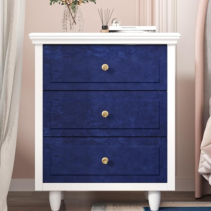 CHIHUT Blue Velvet Drawer Liner Creased Self Adhesive Velvet Flocking Liner for Jewelry Box Drawer Shelf Soft Thick Velvet Wallpaper Peel and Stick Blue Contact Paper for Dresser DIY Crafts 12"x472"