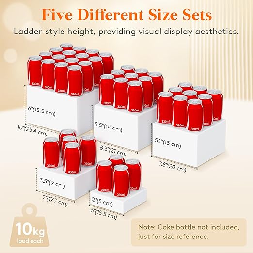 Lifewit 12 PCS Buffet Risers and Stands, Food Risers for Buffet Table, Catering Dessert Cake Holder for Party, Collectibles Jewelry Display Shelf, Nesting Cube Boxes, White, (6“,6",7",7.8",8.3",10")