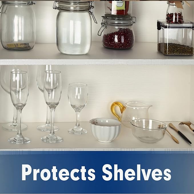Shelf Liner, Drawer Liner, 17.7 Inches x 20 FT Cabinet Liner for Kitchen Cabinets Non-Adhesive Shelf Liners, Waterproof Shelf Paper with Non-Slip, Durable Liners, Clear