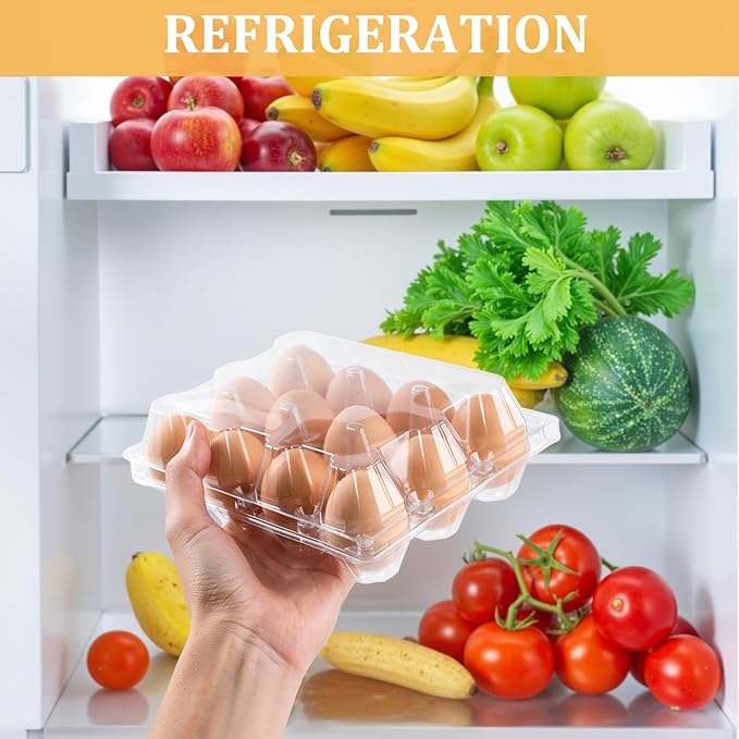 APOCHON 60 Pack Plastic Egg Cartons 12 Count, Clear One Dozen Egg Cartons Cheap Bulk for Chicken Egg, Reusable Egg Carton Egg Container for Home, Chicken Farm, Commercial Business Market Display