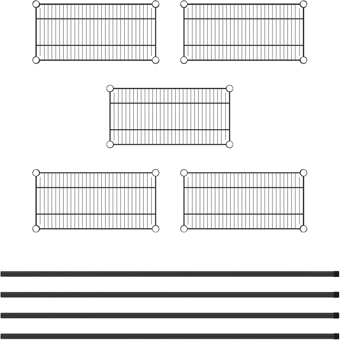 Commercial NSF Listed Black Epoxy Stationary Wire Shelving Kit 12" x 24" x 64", with 5 Shelves Perfect for Warehouse, Walk-in Refrigerator, Freezer, Grocery Store, Restaurant, Dishroom