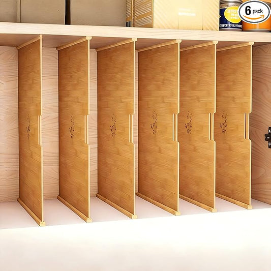 6 Set Cuttable Wood Tray Dividers, Plug-in Cookie Sheet Organizer, Cabinet Storage Divider for Kitchen Cabinet Organization