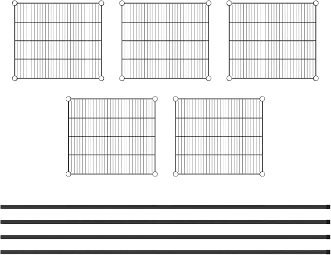Commercial NSF Listed Black Epoxy Stationary Wire Shelving Kit 21" x 24" x 86", with 5 Shelves Perfect for Warehouse, Walk-in Refrigerator, Freezer, Grocery Store, Restaurant, Dishroom