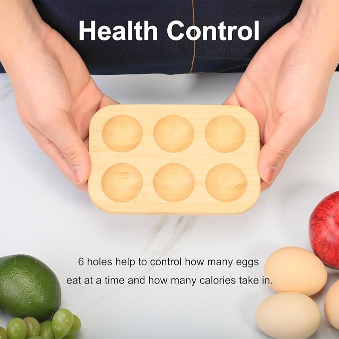 Deviled Egg Platter, Bamboo Wooden Deviled Egg Serving Tray for Kitchen Countertop, Small Boiled Egg Holder with 6 Grid for Fridge, Easter Decorative Egg Stand Plate for Restaurant Tabletop