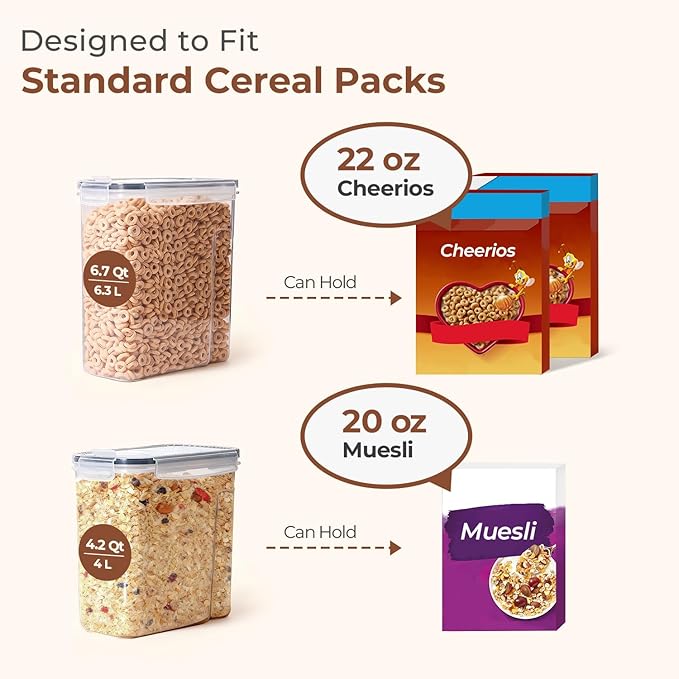 ComSaf Cereal Containers Storage Set (6L/4Lx2), Airtight Food Storage Containers for Pet Food Nuts,Cereal Dispenser for Kitchen Pantry Organization