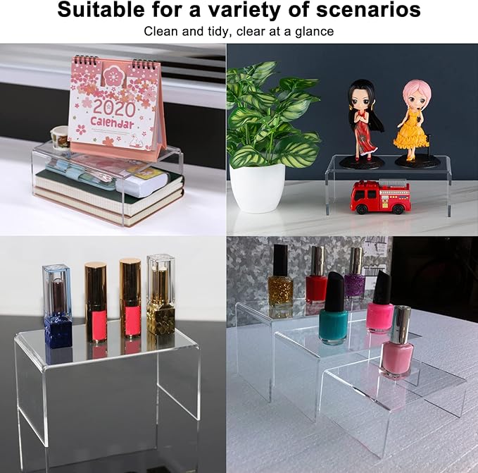 2 Sets Acrylic Display Risers(3",4",5") Clear Product Stand,Cupcakes Holder Dessert Transparent Showcase Stands, Candy Bar Risers, Lifts for Figures