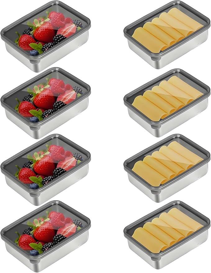Verveia Cheese Container for Refrigerator,Fridge Storage Container,Deli Container with Lid,Bacon Container for Fridge,Bacon holder for Refrigerator,304SS Food Storage Container