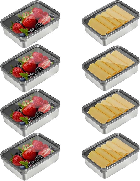 Verveia Cheese Container for Refrigerator,Fridge Storage Container,Deli Container with Lid,Bacon Container for Fridge,Bacon holder for Refrigerator,304SS Food Storage Container