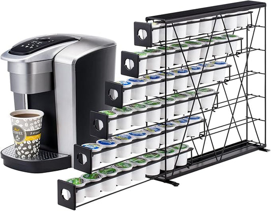 Rice rat k cup Holders for 6 Tier Coffee Pod Holder,Black Metal Space(48 pods)