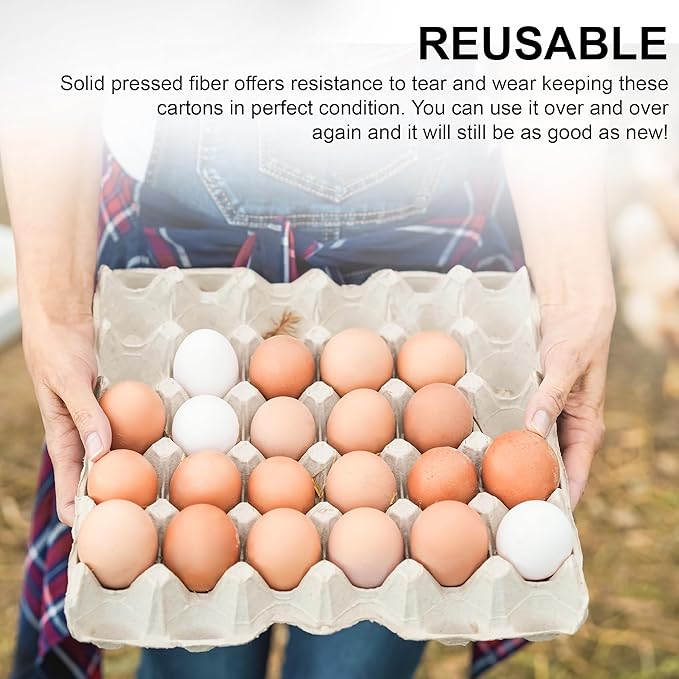 MT Products Pulp Fiber Egg Flat Cartons Holds 30 Eggs - Egg Crate for Chicken Farm (Pack of 15) - Made in the USA