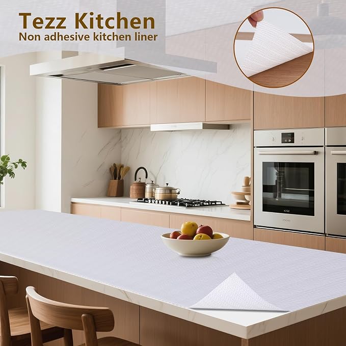 Shelf Liner, 11.8 Inches x 40 FEET Non-Slip Kitchen Cabinet Liner, Washable Oil-Proof Non-Adhesive Contact Paper for Drawer, Cabinet, Shelves, Cupboard, Refrigerator, Storage, Desks, Countertop
