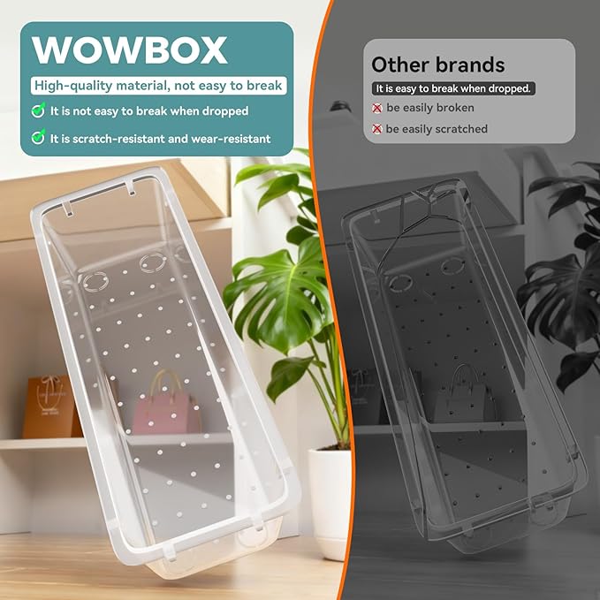 WOWBOX 44 PCS Clear Plastic Drawer Organizer Set, 5 Varied Size storage Bins and Desk Drawer Organizer Trays for Makeup, Gadgets, Jewelry and Utensils in Bathroom, Bedroom and Office, Clear