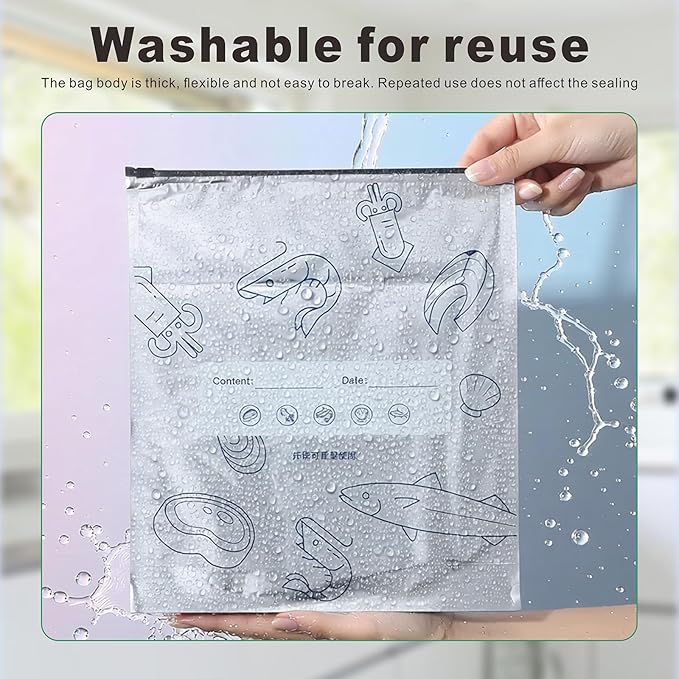 Reusable Aluminum Foil Sealable Storage Bags, Freezer Bags for Food, Reusable Freezer Storage Bags with Vacuum Zipper for Vegetable Fruit Meat (40PCS，3 Size)