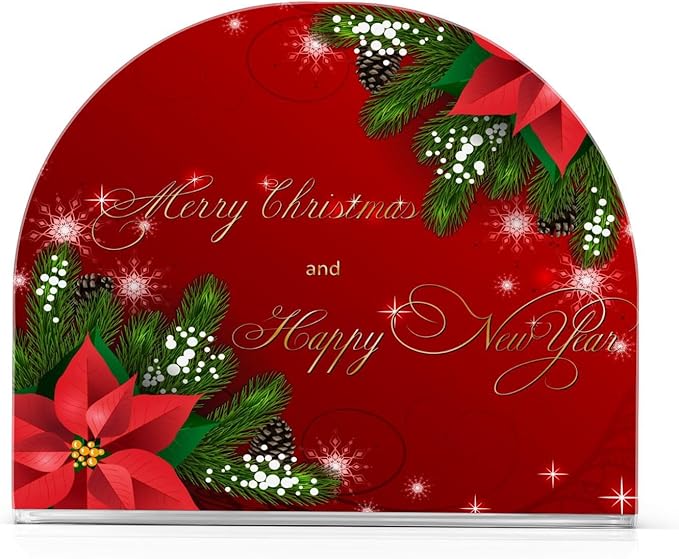 Christmas Fir Red Poinsettia Flowers Napkin Holder for Table Paper Napkins Holder Acrylic Tissue Dispenser Kitchen Dining Room Bathroom Party Car Decor