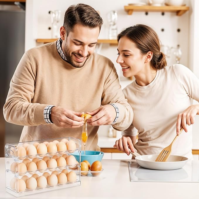 Tobeelec Clear Egg Holder for 36 Eggs, Egg Storage for Refrigerator, PET Egg Container for Kitchen Countertop, Egg Dispenser, Egg Tray