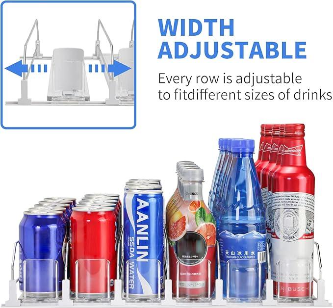Upgraded Drink Organizer for Fridge，Soda Can Dispenser for Refrigerator，Automatic Self-Pushing Drink Pusher，Space-Saving Fridge Storage，Holds up to 30-35 Cans, 6 Row
