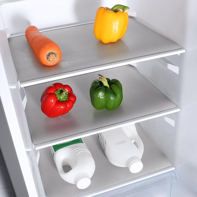 Light Gray Shelf Liners for Kitchen Cabinets Non Adhesive Drawer Liner for Bathroom Waterproof Refrigerator Liners for Shelves Fridge Plastic Mats Cabinet Cupboard Liner 17.5 x 157.4 Inches