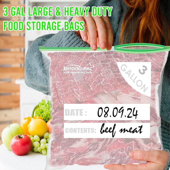 3 Gallon Large Slider Plastic Bags, | 100 Count | 2 Mil | 16" x 18" | Heavy-Duty Reusable Clear Freezer Storage Bags(Slider-3 gallon-100count)
