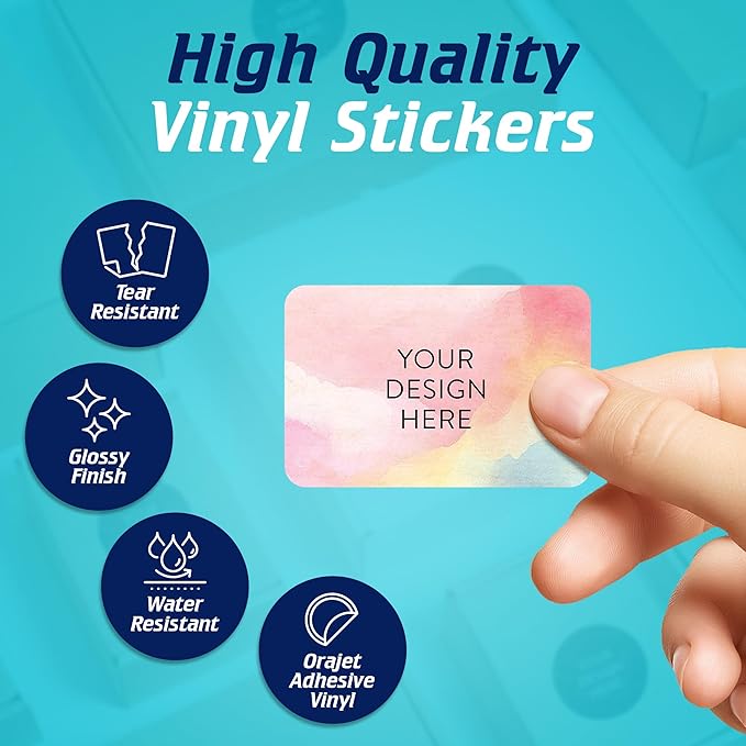 100 Custom Vinyl Stickers - Upload Your own Image, Text, Design, Logo - Personalized Logo Labels for Handmade, Packaging, Bottle, Jars, Candle, Brand Stickers (Watercolor, 6x4)