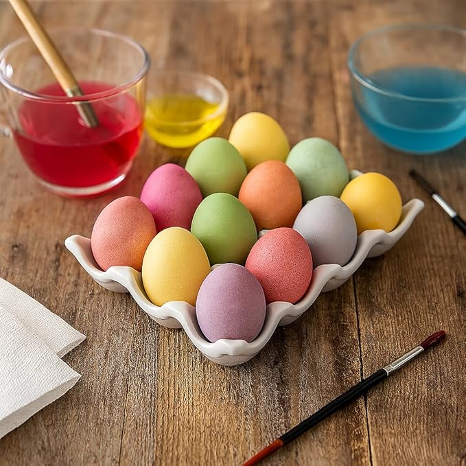 HIC Kitchen Egg Crate, Fine Porcelain, Holds 1 Dozen Eggs