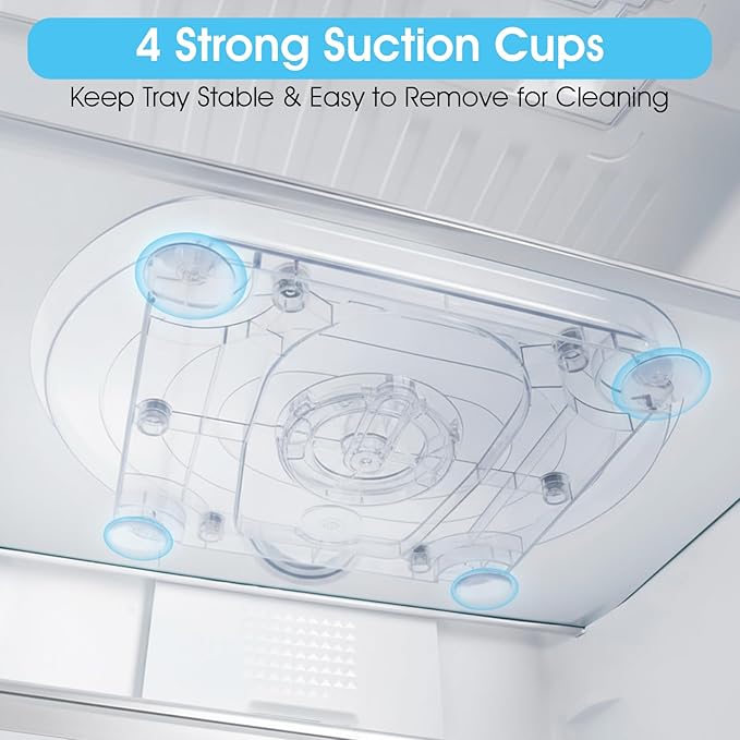 Afcabakila Lazy Susan Turntable for Refrigerator, 15"x11" Rotating Spice Rack Organizer 360°Clear PET Organizer Storage Tray Cabinet, Pantry Countertop with Suction Cups Large Rectangular Fridge Shelf