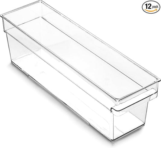 BINO | Plastic Storage Bins, Small - 12 Pack | THE HANDLER COLLECTION | Multi-Use Organizer Bins | Built-In Handle | BPA-Free | Pantry Organization | Home Organization | Fridge Organizer | Freezer Org