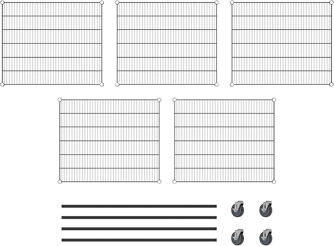 Commercial NSF Listed Black Epoxy Mobile Wire Shelving Kit 30" x 36" x 60", with 5 Shelves Perfect for Warehouse, Walk-in Refrigerator, Freezer, Grocery Store, Restaurant, Dishroom