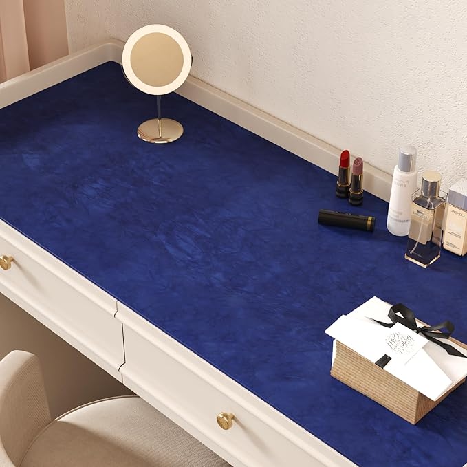 CHIHUT 12''x100'' Self Adhesive Velvet Drawer Liner Roll Thick Removable Dark Blue Velvet Wallpaper Peel and Stick Velvet Flock Contact Paper for Jewelry Cabinet Dresser Soft Felt Drawer Liner Sheets