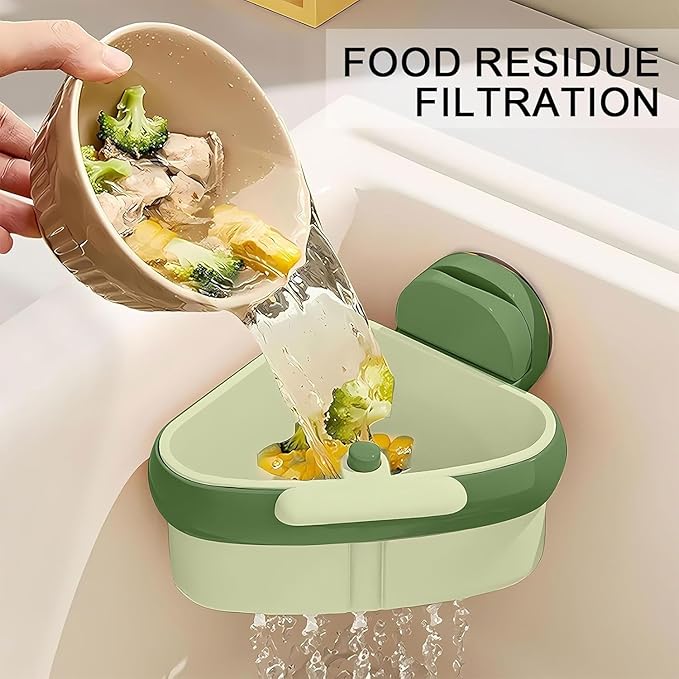 LLQ 2PACK Sink Strainer Basket,2025 New Upgraded Suction Cup Press Sink Drainer Basket,Automatic Dumping Sink Strainer Basket,Faucet Sponge Storage Rack (Green+Green)