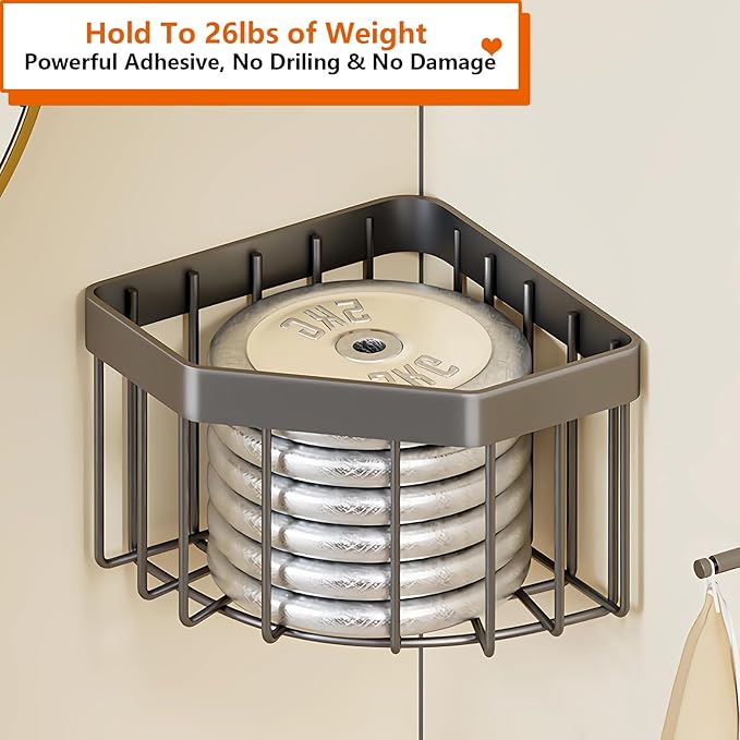 Kitchen Sink Caddy Corner Sponge Holder, CIT ZCFYU Adhesive Stainless Steel Dish Sponge Holder,Dish Cloth Hanger Kitchen Sink Organizer Soap Storage Rack for Space-Saving Storage(not for Rounded) Grey