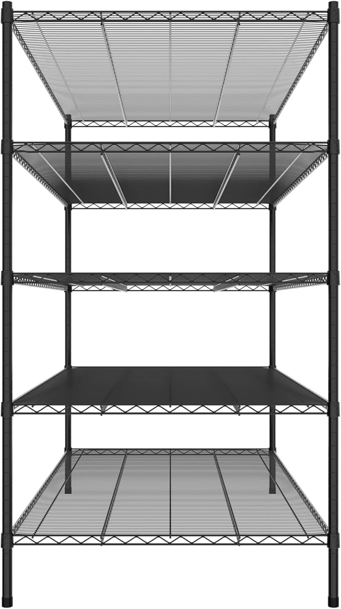 Commercial NSF Listed Black Epoxy Stationary Wire Shelving Kit 36" x 72" x 64", with 5 Shelves Perfect for Warehouse, Walk-in Refrigerator, Freezer, Grocery Store, Restaurant, Dishroom